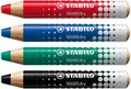 Suchý popisovač na tabuľu a flipchart STABILO MARKdry - 4 ks sada s strúhadlom a handričkou