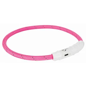 Svietiaci krúžok USB na krk, ružový L-XL: 65 cm/ o 7 mm
