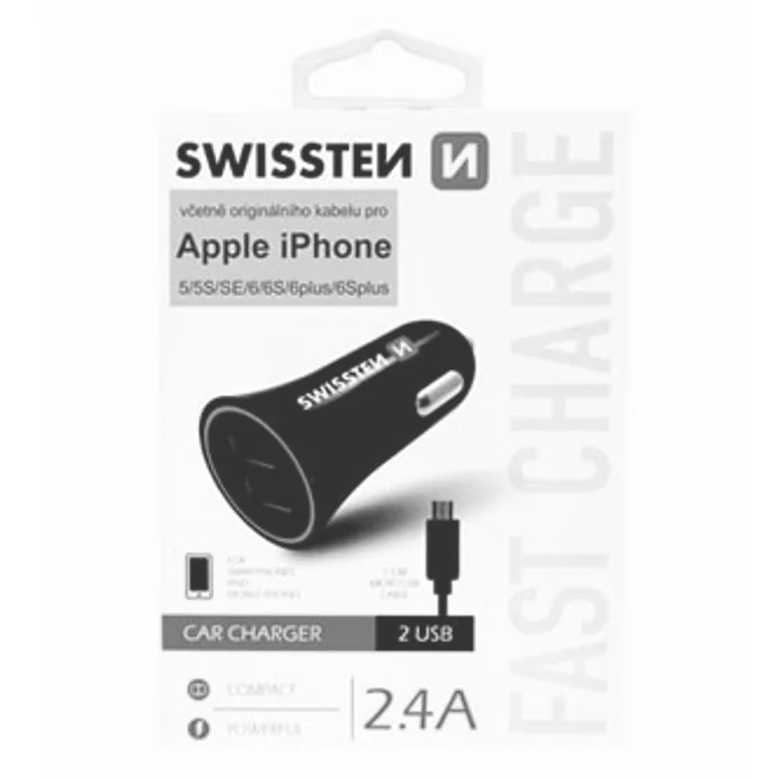 Hlavný obrázok produktu SWISSTEN, micro USB a lightning auto nabíječka, + USB kabel (A male-micro), lightning 12V
