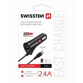 Adaptér do auta SWISSTEN 12W, 1 port, USB-A, kábel microUSB
