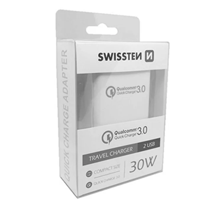 Hlavný obrázok produktu SWISSTEN, Síťový adaptér, 100-240V, 12V, 3000mA, rychlonabíjení, bílý