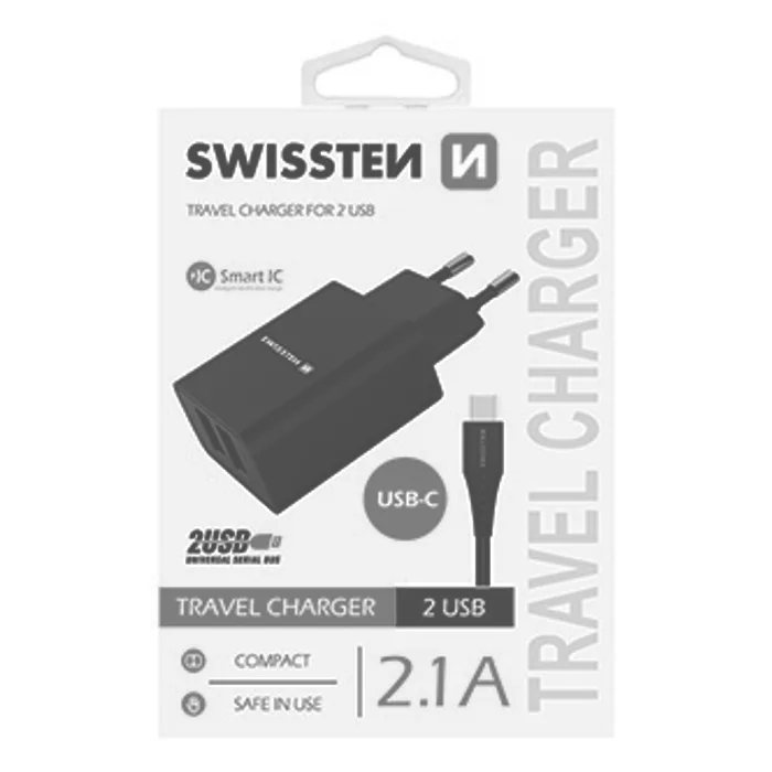 Hlavný obrázok produktu SWISSTEN, Síťový adaptér, s USB-C kabelem, 100-240V, 5V, 2100mA, nabíjení mobilních telef