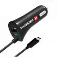 Adaptér do auta SWISSTEN 12W, 1 port, USB-A, kábel USB-C