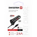 Adaptér do auta SWISSTEN 12W, 1 port, USB-A, kábel USB-C