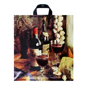 Plastová taška LDPE s fotografickým uchom 46x50+5 cm - víno