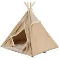 Teepee BOHO s vankúšom, 55 x 65 x 44 cm, bavlna, béžová