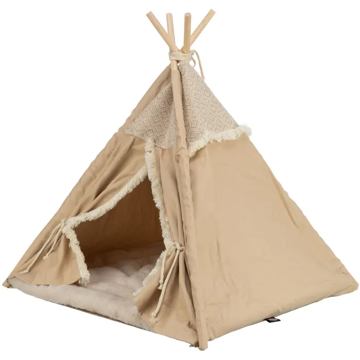 Hlavný obrázok produktu Teepee BOHO s polštářem, 55 x 65 x 44 cm, bavlna, béžová