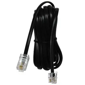 Telefónny kábel, RJ11 M-10m, plochý, čierny, pre ADSL modem, economy