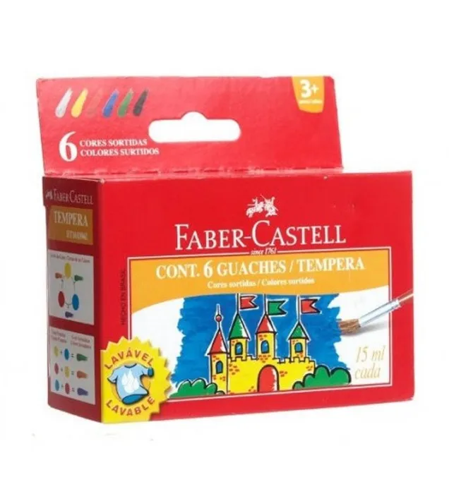 Hlavný obrázok produktu Temperové barvy 15ml 6 barev, standardní Faber Castell (161106)