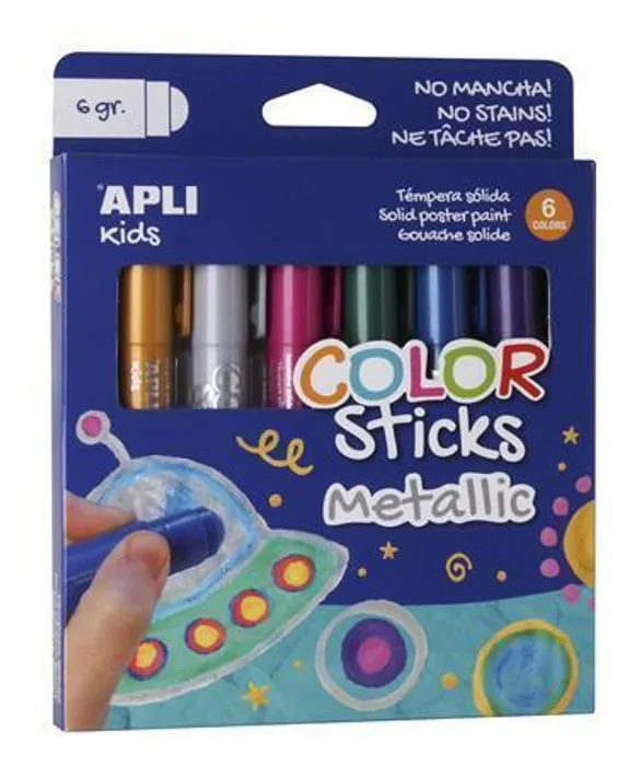 Hlavný obrázok produktu Temperové tyčinky "Kids", 6 různých metalických barev, APLI