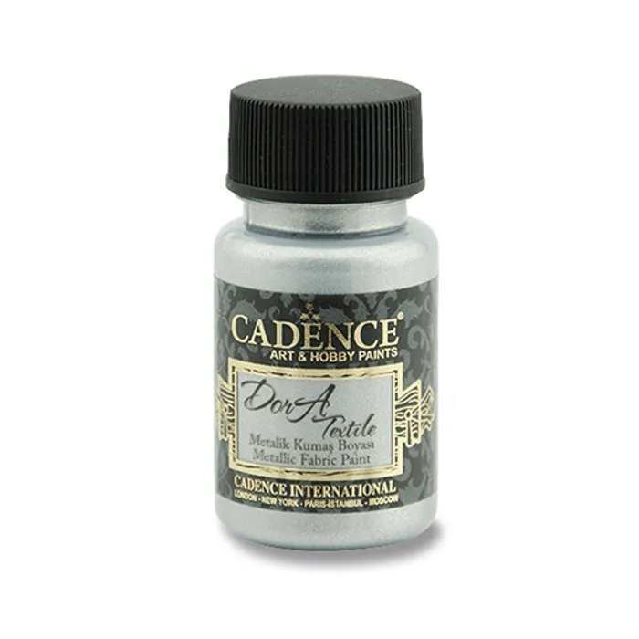 Hlavný obrázok produktu Textilní barva Cadence Dora Textile, met. stříbrná, 50 ml