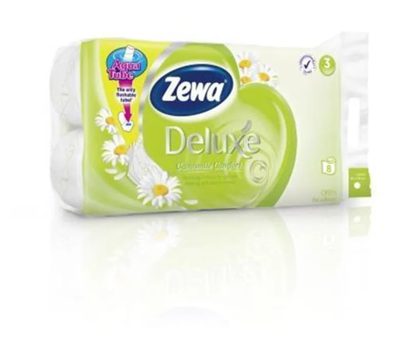 Hlavný obrázok produktu Toaletní papír, 3vrstvý, 8 rolí, ZEWA "Deluxe", heřmánek