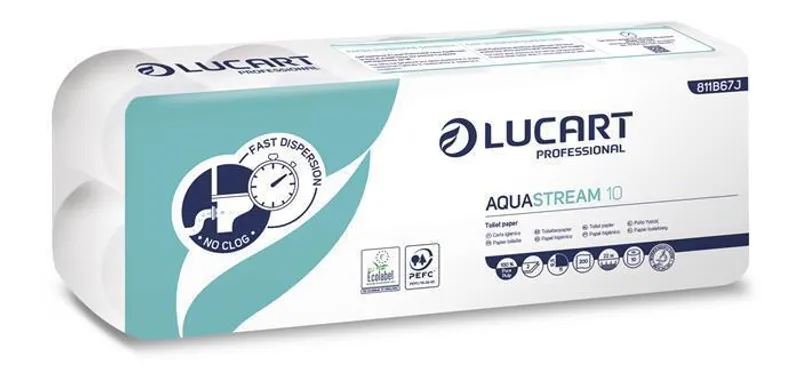 Hlavný obrázok produktu Toaletní papír "Aquastream 10", bílá, 2-vrstvý, 22 m, LUCART [10 ks]