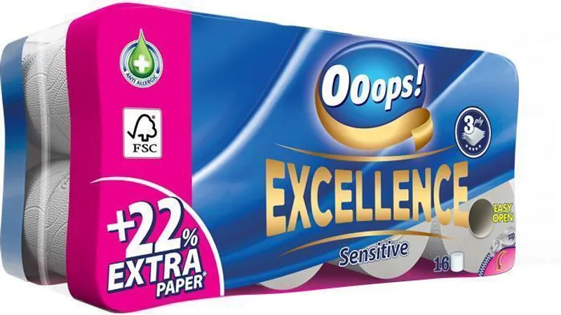 Hlavný obrázok produktu Toaletní papír "Ooops! Excellence" , 3vrstvý, 16 rolí