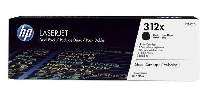 Hlavný obrázok produktu Toner HP 312X, do tiskárny LaserJet Pro M476, černá, dvojbalení, 2x4, 4k , HP