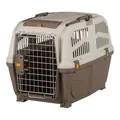 Ďalší obrázok produktu Transportná prepravka SKUDO 4, S-M, 48x51x68cm tmavo šedá/piesková (max. 30kg)