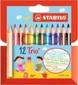 Trojhranné pastelky STABILO Trio silná krátka - 12 ks sada