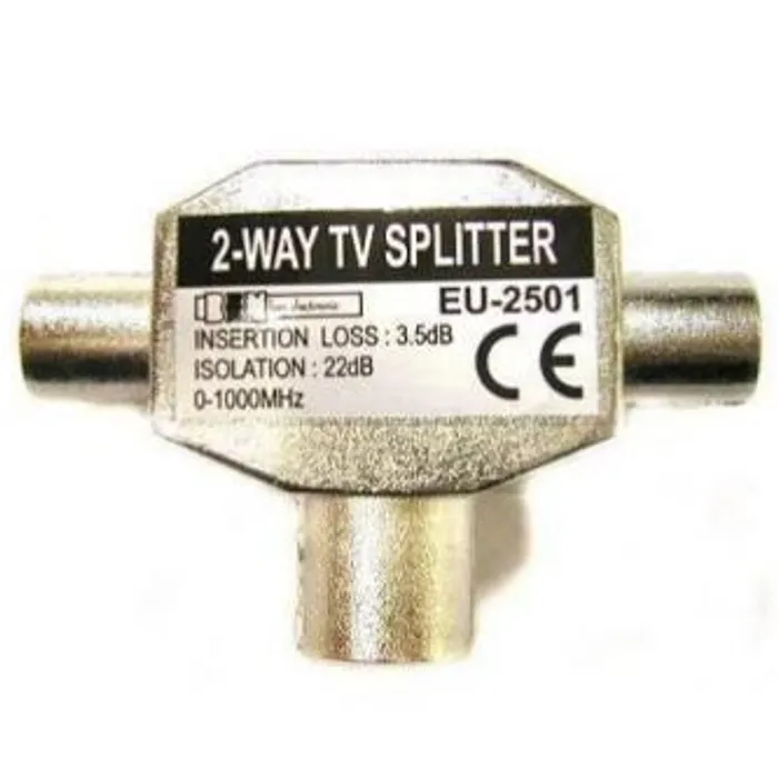 Hlavný obrázok produktu TV Rozbočovač, Anténní, Koax 2x M-Koax (9,5mm) F, 0, stříbrná, kovový