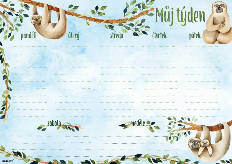 Hlavný obrázok produktu Týdenní plánovač A4 - Lenochod