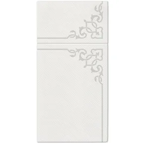 Vrecko na príbory PAW AIRLAID 40x40 cm Elegant Frame Silver, [25 ks]