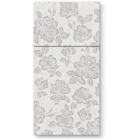 Obrúsky na príbory PAW AIRLAID 40x40cm Subtle Roses Silver [25 ks]