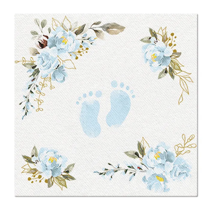 Hlavný obrázok produktu Ubrousky PAW AIRLAID 40x40 cm Baby Feet light blue [50 ks]