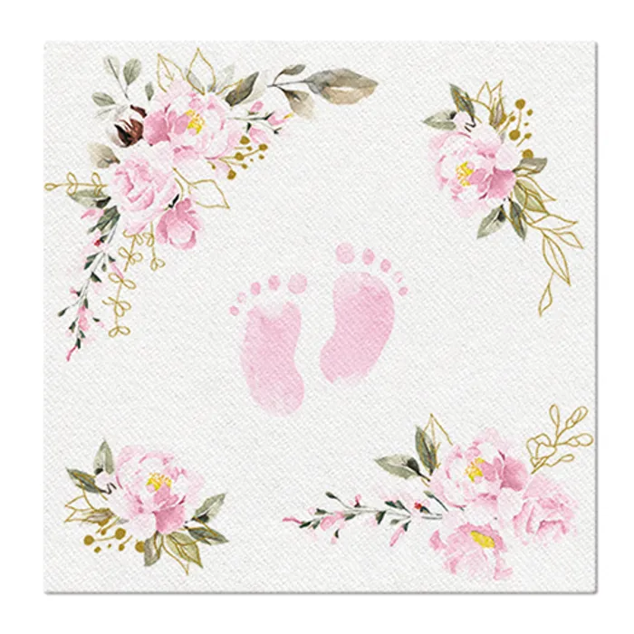 Hlavný obrázok produktu Ubrousky PAW AIRLAID 40x40 cm Baby Feet light pink [50 ks]