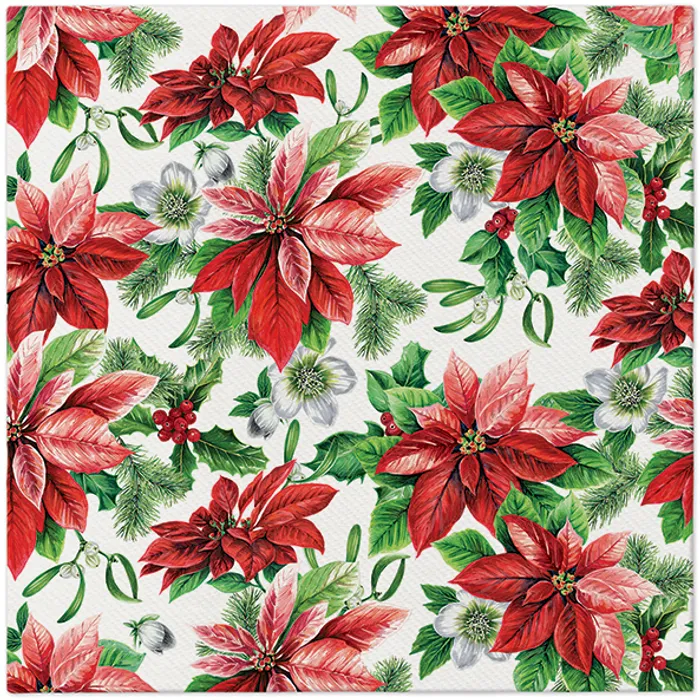 Hlavný obrázok produktu Ubrousky PAW AIRLAID 40x40 cm Glory Poinsettia [50 ks]
