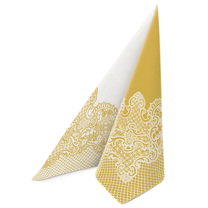 Hlavný obrázok produktu Ubrousky PAW AIRLAID 40x40 cm Reverse ROAYL LACE gold-white [50 ks]