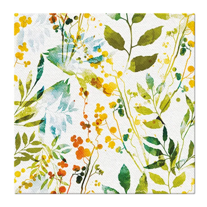 Hlavný obrázok produktu Ubrousky PAW AIRLAID 40x40 cm Watercolor leaves [50 ks]