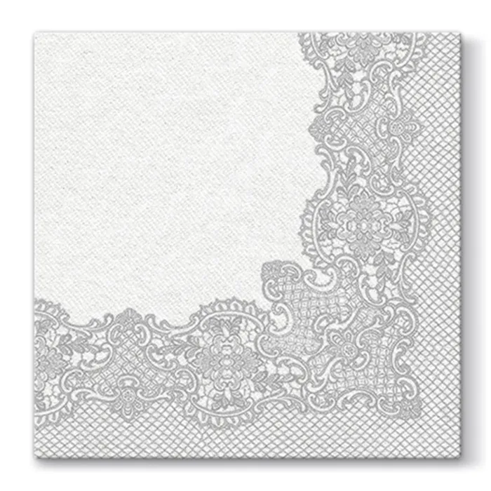Hlavný obrázok produktu Ubrousky PAW AIRLAID L 40x40cm Royal Lace Silver [50 ks]