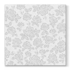 Obrúsky PAW AIRLAID L 40 × 40 cm Subtle Roses Silver [50 ks]