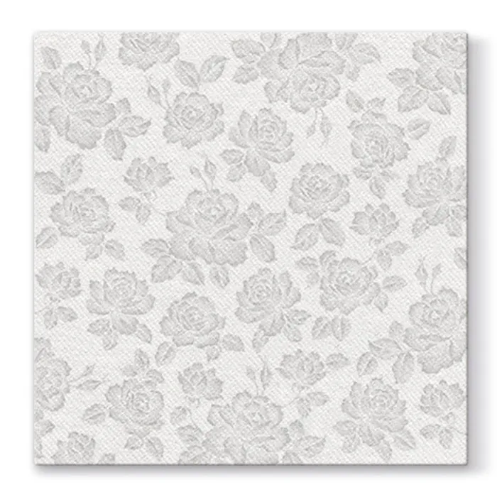 Hlavný obrázok produktu Ubrousky PAW AIRLAID L 40x40cm Subtle Roses Silver [50 ks]