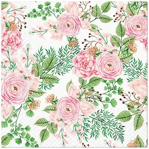 Obrúsky PAW L 33x33cm 3 vrst. Rose hip flowers [20 ks]
