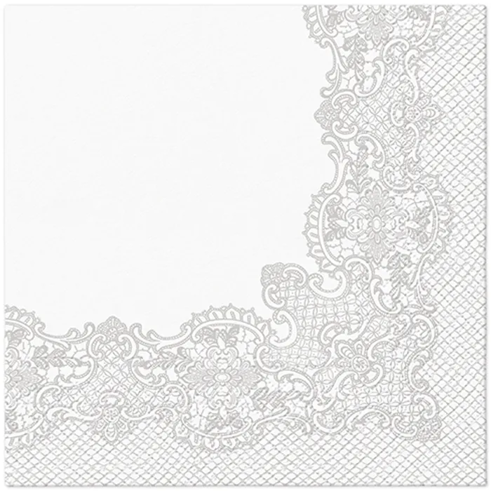 Hlavný obrázok produktu Ubrousky PAW L 33x33cm 3 vrst. Royal Lace Frame Silver [20 ks]