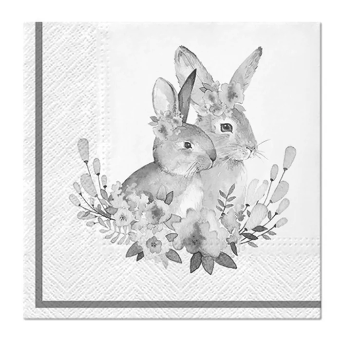 Hlavný obrázok produktu Ubrousky PAW L 33x33cm Bunnies with Wreaths