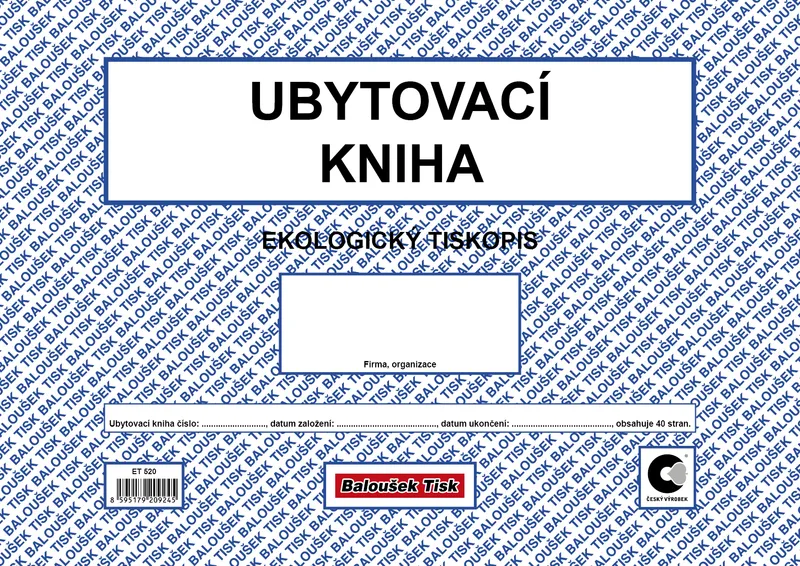 Hlavný obrázok produktu Ubytovací kniha ET520