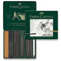 Uhoľ Faber-Castell Pitt Monochrome Charcoal plechová krabička, 24ks