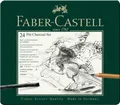 Uhoľ Faber-Castell Pitt Monochrome Charcoal plechová krabička, 24ks
