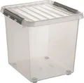 Úložný box "Q-line", transparentní, s víkem, s kolečky, 38 l, plast, HELIT