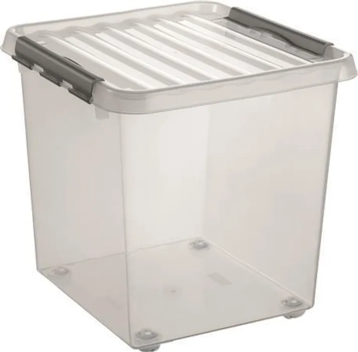Hlavný obrázok produktu Úložný box "Q-line", transparentní, s víkem, s kolečky, 38 l, plast, HELIT
