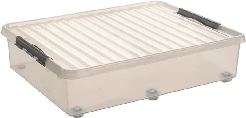 Hlavný obrázok produktu Úložný box "Q-line", transparentní, s víkem, s kolečky, 60 l, plast, HELIT