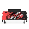 ULTRADESK Herný stôl ATOMIC, 139x74cm, 76cm, s vyvýšeným stojanom na monitor,držiakom na slúcha, s celoplošnou XXL podložkou pod m