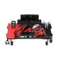 ULTRADESK Herný stôl ATOMIC, 139x74cm, 76cm, s vyvýšeným stojanom na monitor,držiakom na slúcha, s celoplošnou XXL podložkou pod m