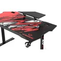 ULTRADESK Herný stôl ATOMIC, 139x74cm, 76cm, s vyvýšeným stojanom na monitor,držiakom na slúcha, s celoplošnou XXL podložkou pod m