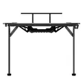 ULTRADESK Herný stôl ATOMIC, 139x74cm, 76cm, s vyvýšeným stojanom na monitor,držiakom na slúcha, s celoplošnou XXL podložkou pod m