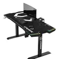 ULTRADESK Herný stôl FORCE - biely, 166x70 cm, 76.5 cm, s XXL podložkou pod myš, držiak slúchadiel aj nápojov, RGB podsvietenie