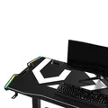 ULTRADESK Herný stôl FORCE - biely, 166x70 cm, 76.5 cm, s XXL podložkou pod myš, držiak slúchadiel aj nápojov, RGB podsvietenie