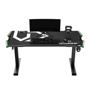 ULTRADESK Herný stôl FORCE - biely, 166x70 cm, 76.5 cm, s XXL podložkou pod myš, držiak slúchadiel aj nápojov, RGB podsvietenie