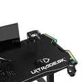ULTRADESK Herný stôl FORCE - biely, 166x70 cm, 76.5 cm, s XXL podložkou pod myš, držiak slúchadiel aj nápojov, RGB podsvietenie
